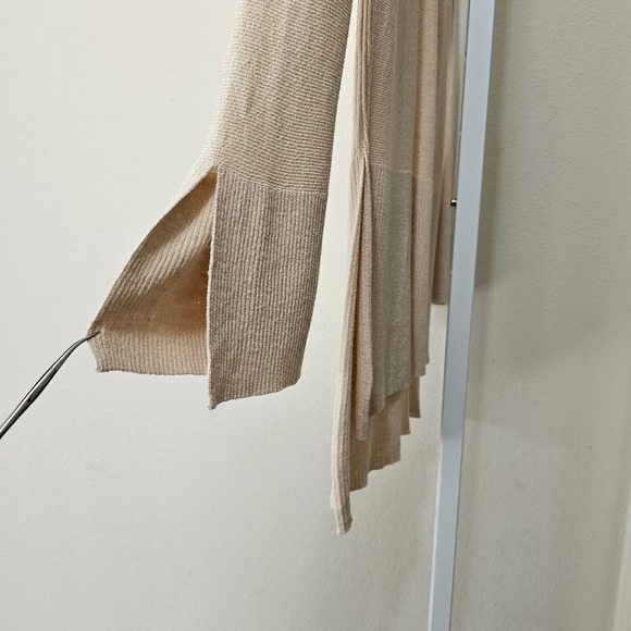 FREE PEOPLE Women's Criss Cross Pull-Over Cream Long Slit Tunic Sweater Sz L - Picture 3 of 14